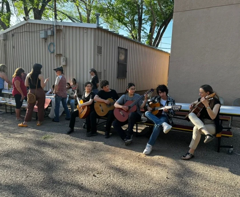 Kithara Project Albuquerque students performing at a spring fair at Valle Vista Elementary School under the direction of Genevieve Leitner. May 2024.